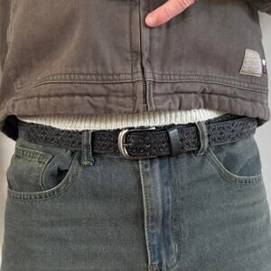 Western Black Carved Cowboy Belt Unisex Boho Style Adjustable 43" Long